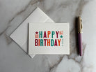 Set of 10, Letterpress HAPPY BIRTHDAY, Folded Cards with Envelopes. Boxed card set. - Hearty Greetings