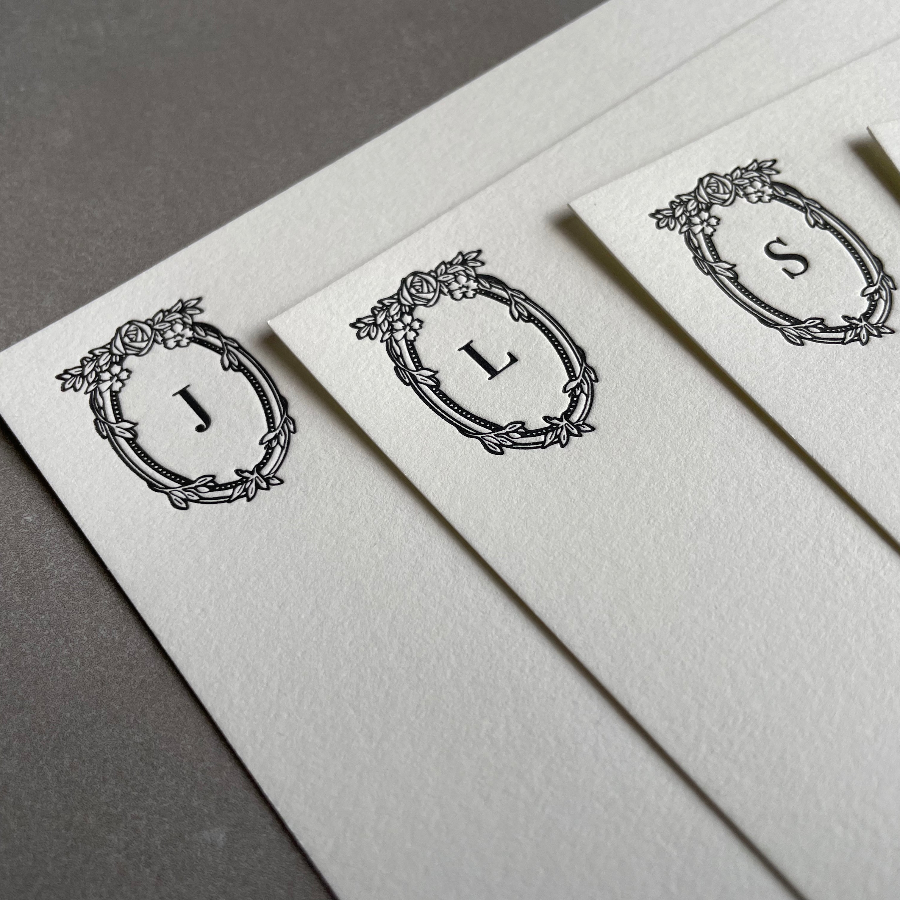 Feeling Rosey: Custom Initial Letterpress Stationery. Personalized Notecards with Envelopes. - Hearty Greetings