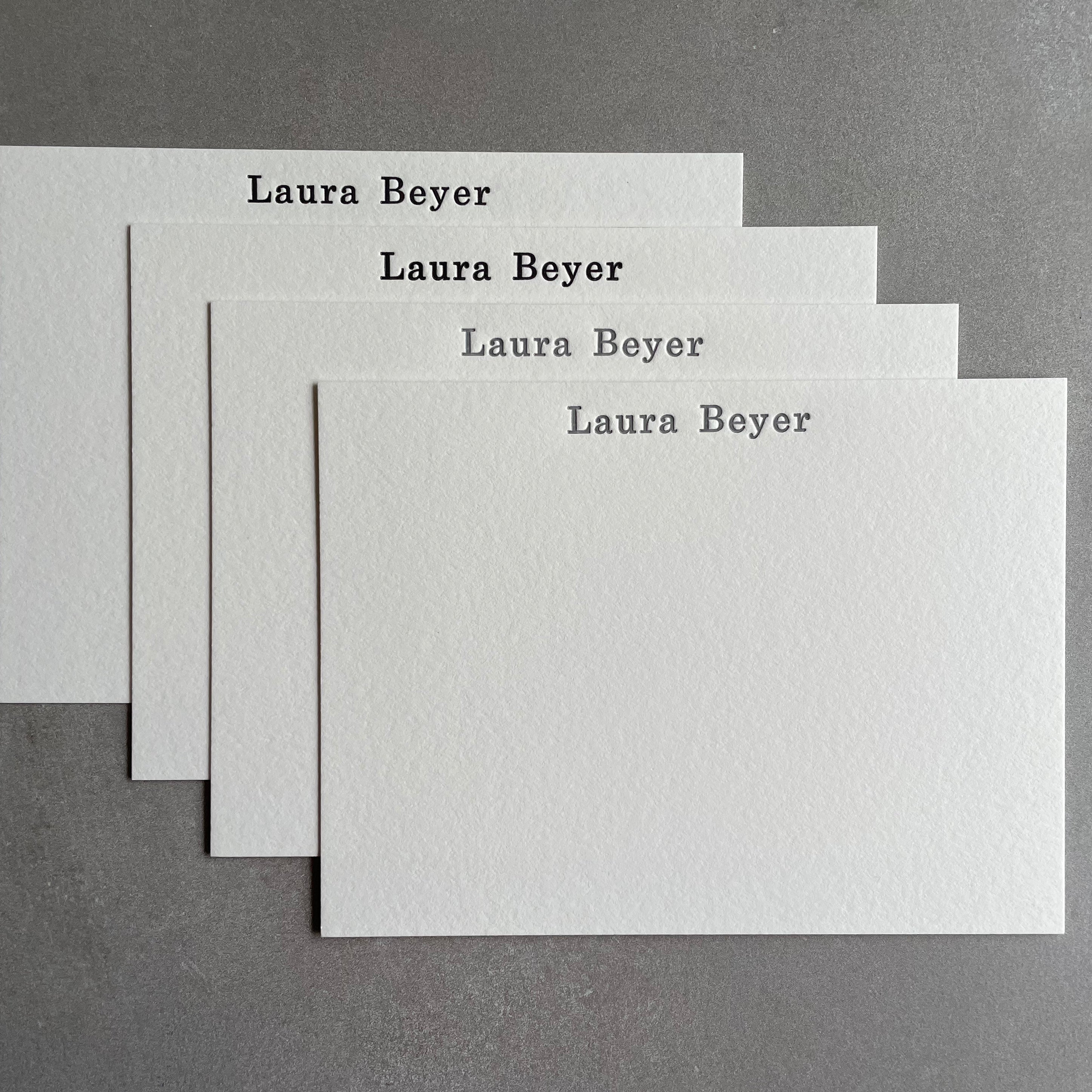 Century Schoolbook: Custom Name Letterpress Stationery. Personalized Notecards with Envelopes. - Hearty Greetings
