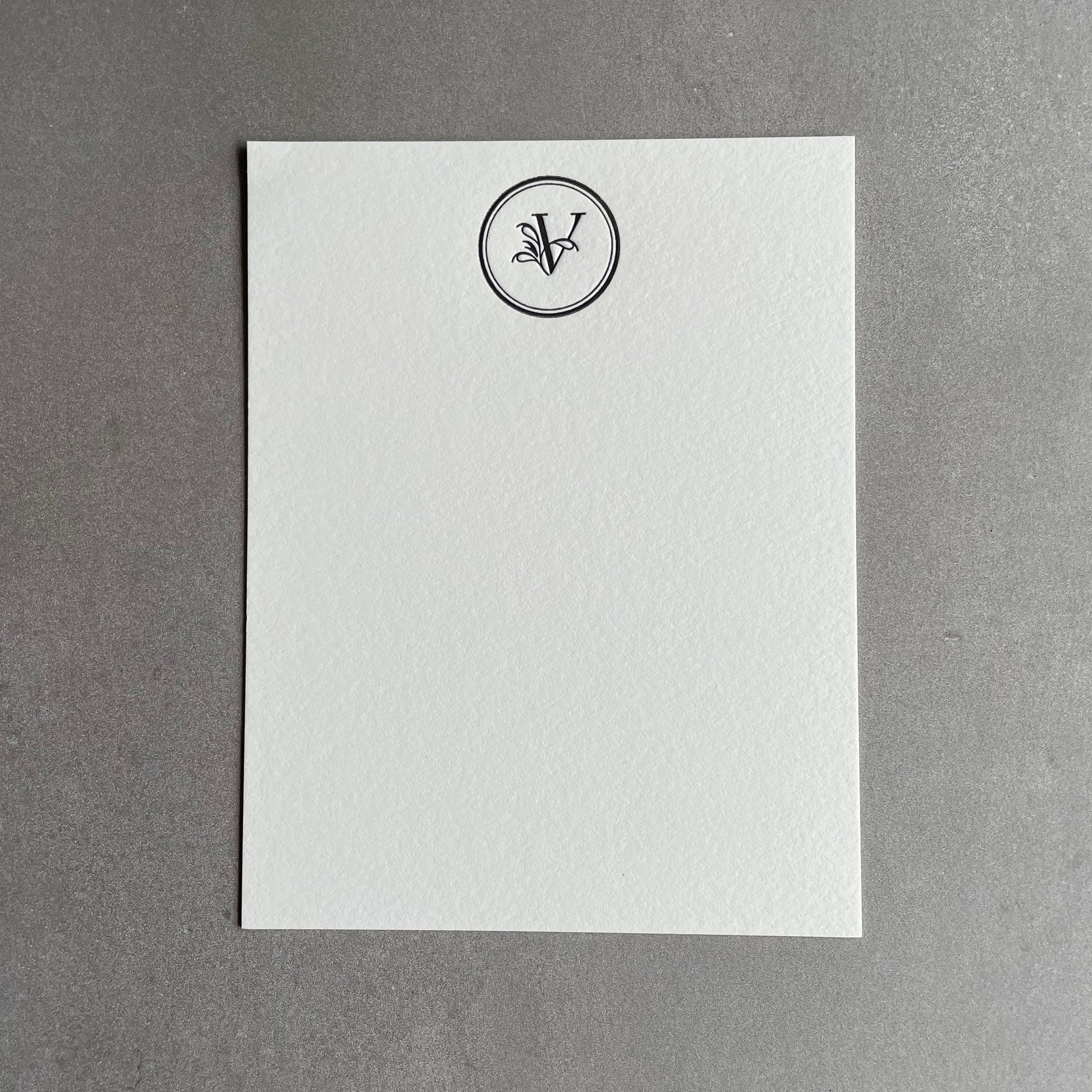 Fancy Stamp: Custom Initial Letterpress Stationery. Personalized Notecards with Envelopes. - Hearty Greetings