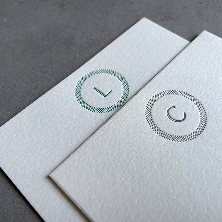 Simple Circle: Custom Initial Letterpress Stationery. Personalized Notecards with Envelopes. - Hearty Greetings