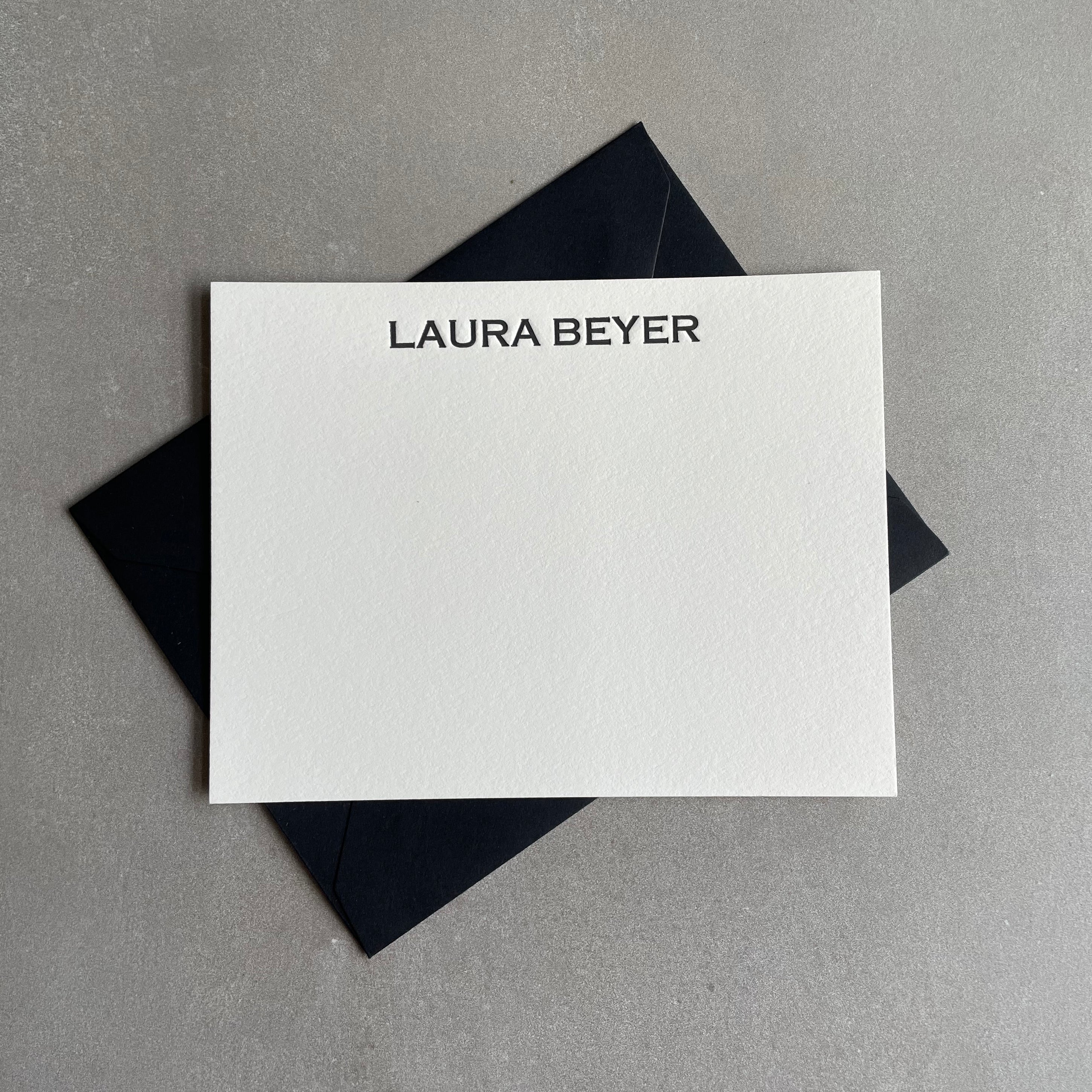 Copperplate: Custom Name Letterpress Stationery. Personalized Notecards with Envelopes. - Hearty Greetings