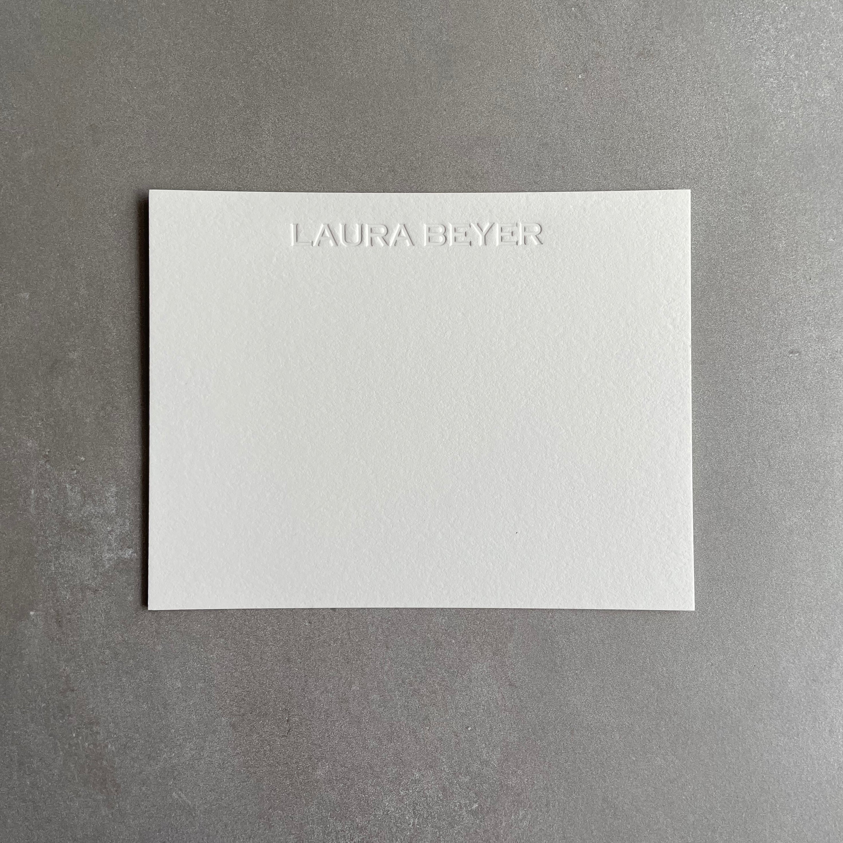 Blind Embossed: Custom Name Letterpress Stationery. Personalized Notecards with Envelopes. - Hearty Greetings