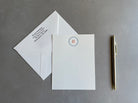 Simple Circle: 2 Color, Custom Initial Letterpress Stationery. Personalized Notecards with Envelopes. - Hearty Greetings