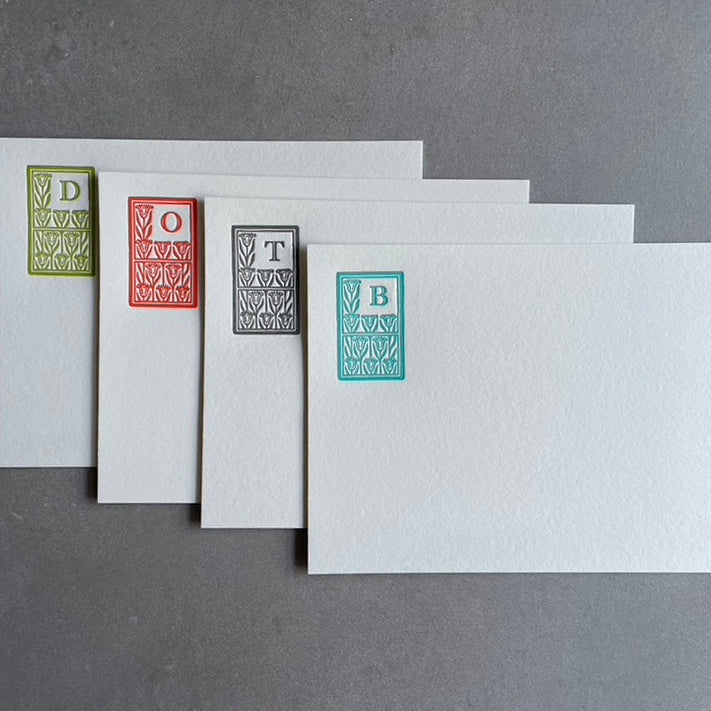 Art Deco: Custom Initial Letterpress Stationery. Personalized Notecards with Envelopes. - Hearty Greetings