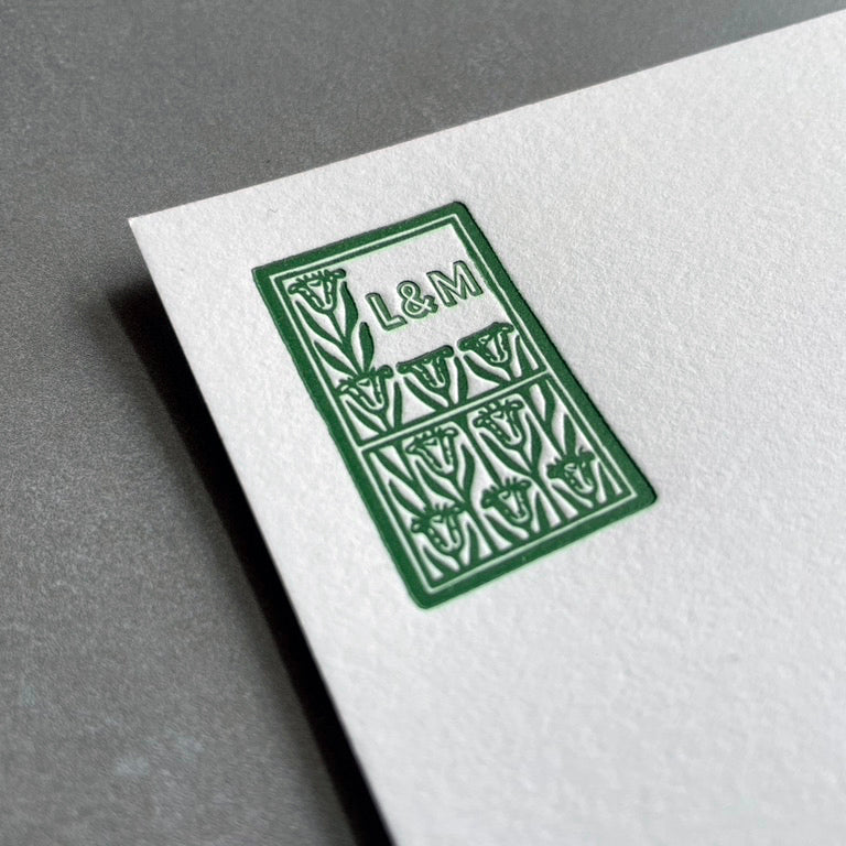 Art Deco: "You and Me" Custom Initial Letterpress Stationery. Personalized Notecards with Envelopes. - Hearty Greetings