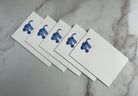 Set of 5, Handprinted Letterpress Notecards with Envelopes. Flat card, letter writing set. Handmade cards, Embossed Blue Kitten, Cat, meow - Hearty Greetings
