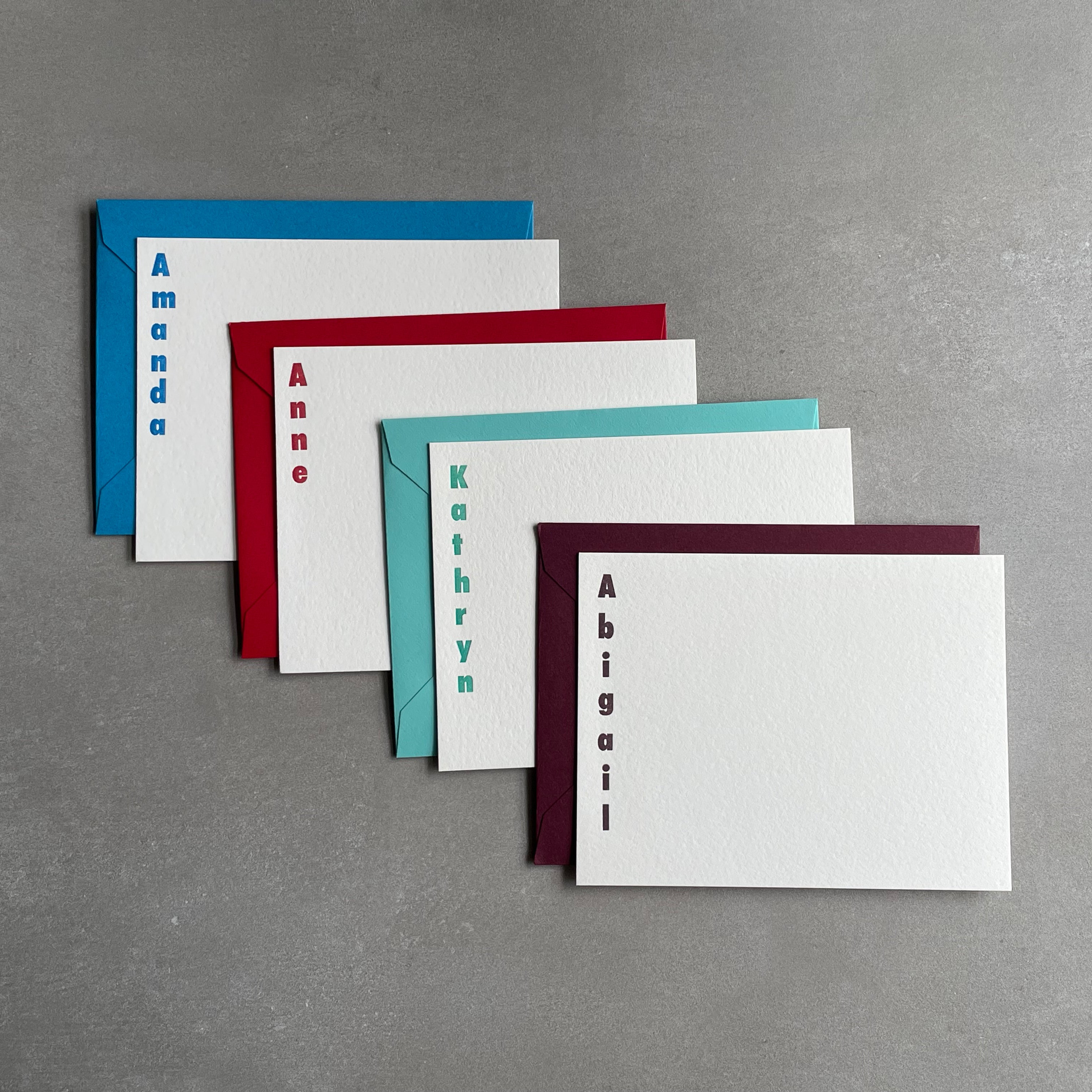 Tightrope: Custom Name Letterpress Stationery. Personalized Notecards with Envelopes. - Hearty Greetings