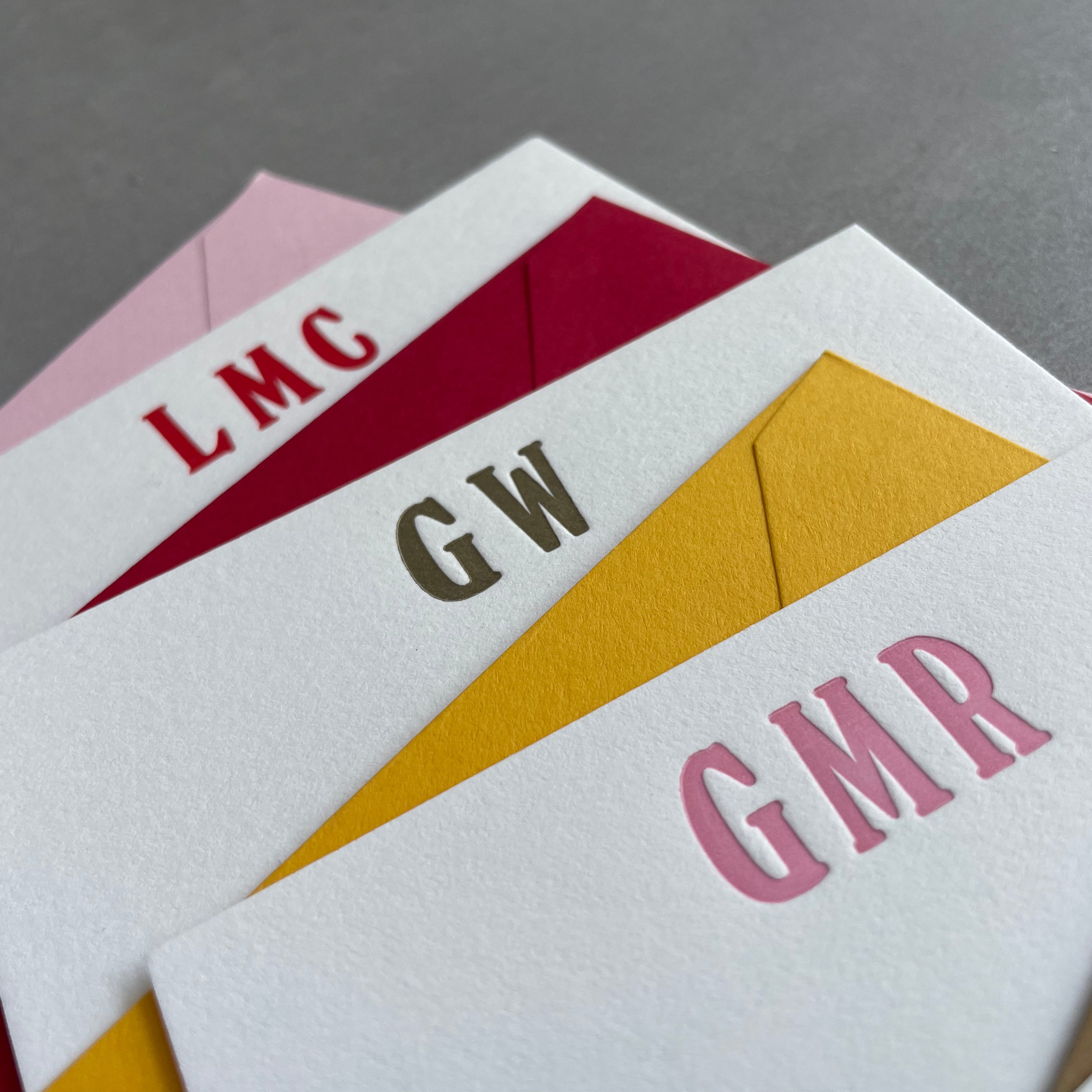 Lavish Letters: Custom Initial Letterpress Stationery. Personalized Notecards with Envelopes. - Hearty Greetings
