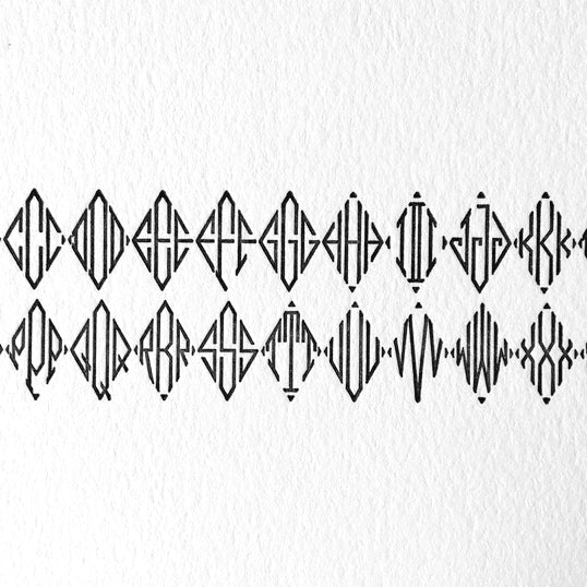 Diamond Monogram: Custom Initial Letterpress Stationery. Personalized Notecards with Envelopes. - Hearty Greetings