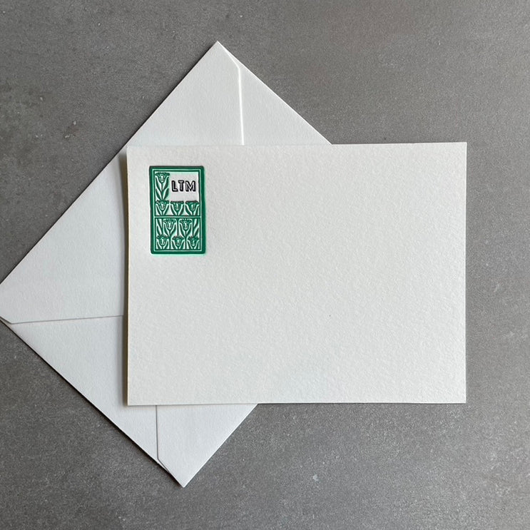 Art Deco: 2 Color, Custom Initial Letterpress Stationery. Personalized Notecards with Envelopes. - Hearty Greetings