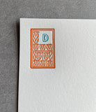 Art Deco: 2 Color, Custom Initial Letterpress Stationery. Personalized Notecards with Envelopes. - Hearty Greetings