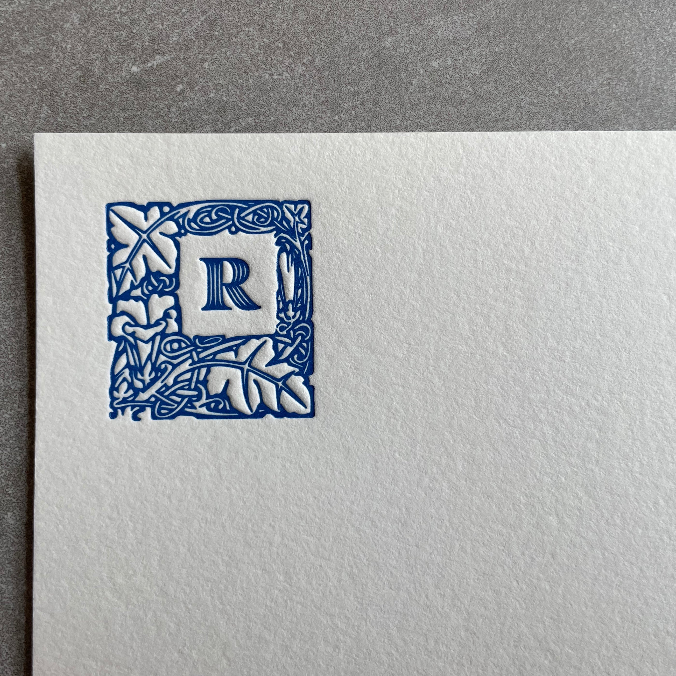 Lovely Leaf: Custom Initial Letterpress Stationery. Personalized Notecards with Envelopes. - Hearty Greetings