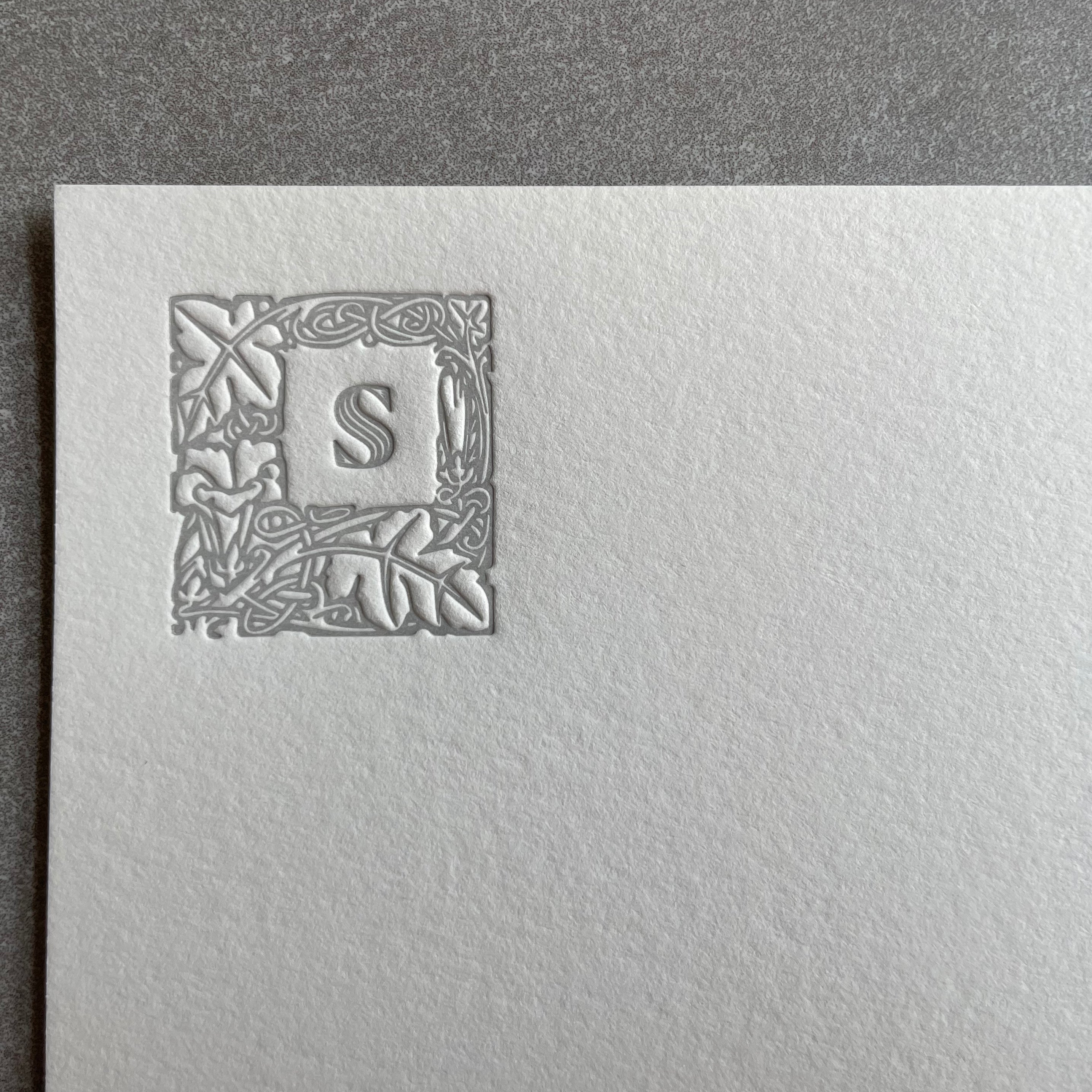 Lovely Leaf: Custom Initial Letterpress Stationery. Personalized Notecards with Envelopes. - Hearty Greetings