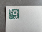 Lovely Leaf: Custom Initial Letterpress Stationery. Personalized Notecards with Envelopes. - Hearty Greetings