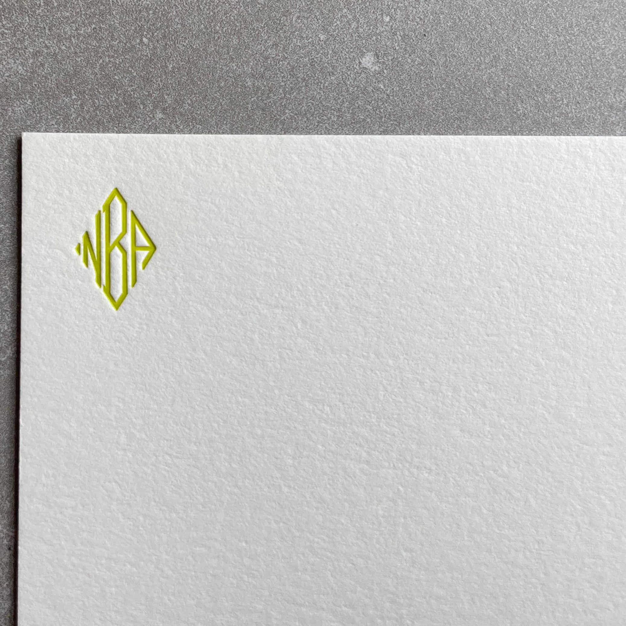 Diamond Monogram: Custom Initial Letterpress Stationery. Personalized Notecards with Envelopes. - Hearty Greetings