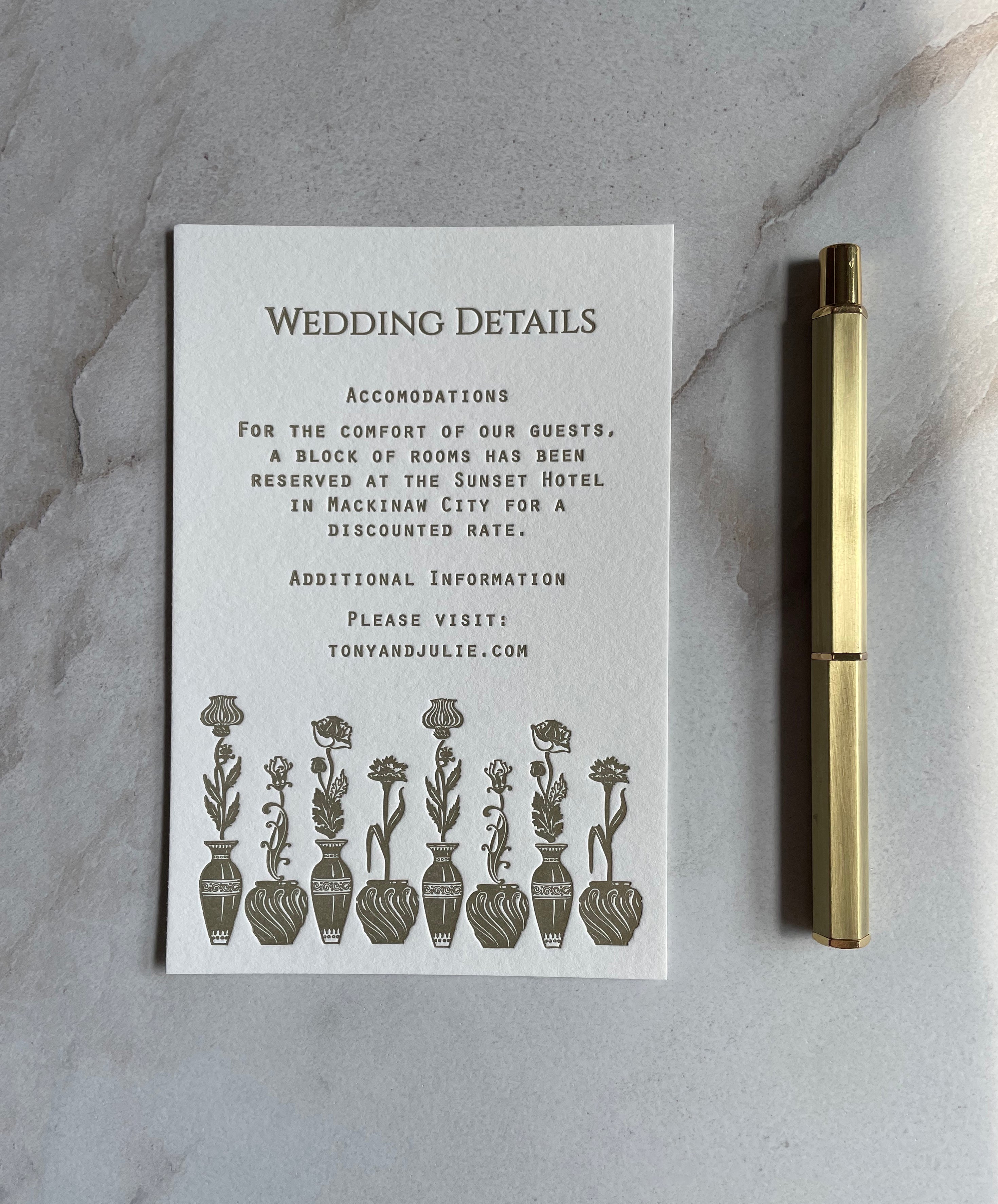 Garden Wedding Details Card