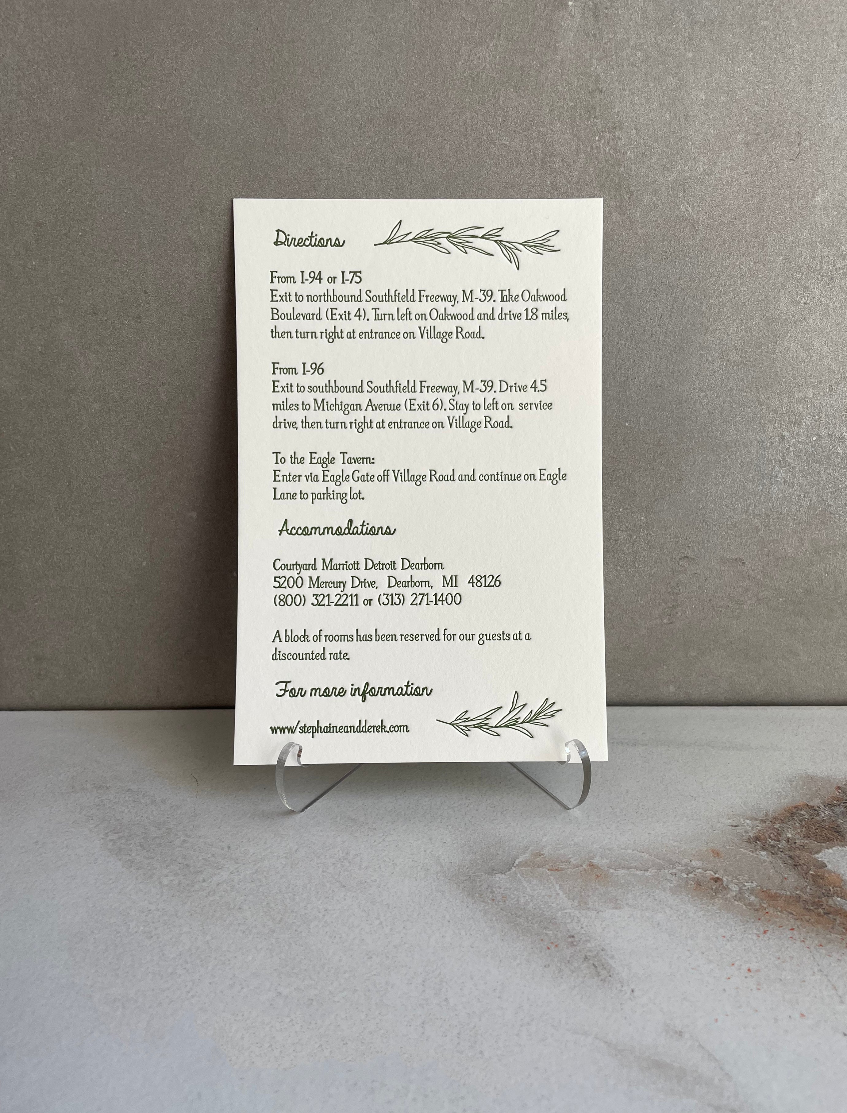 Botanical Theme Information Insert