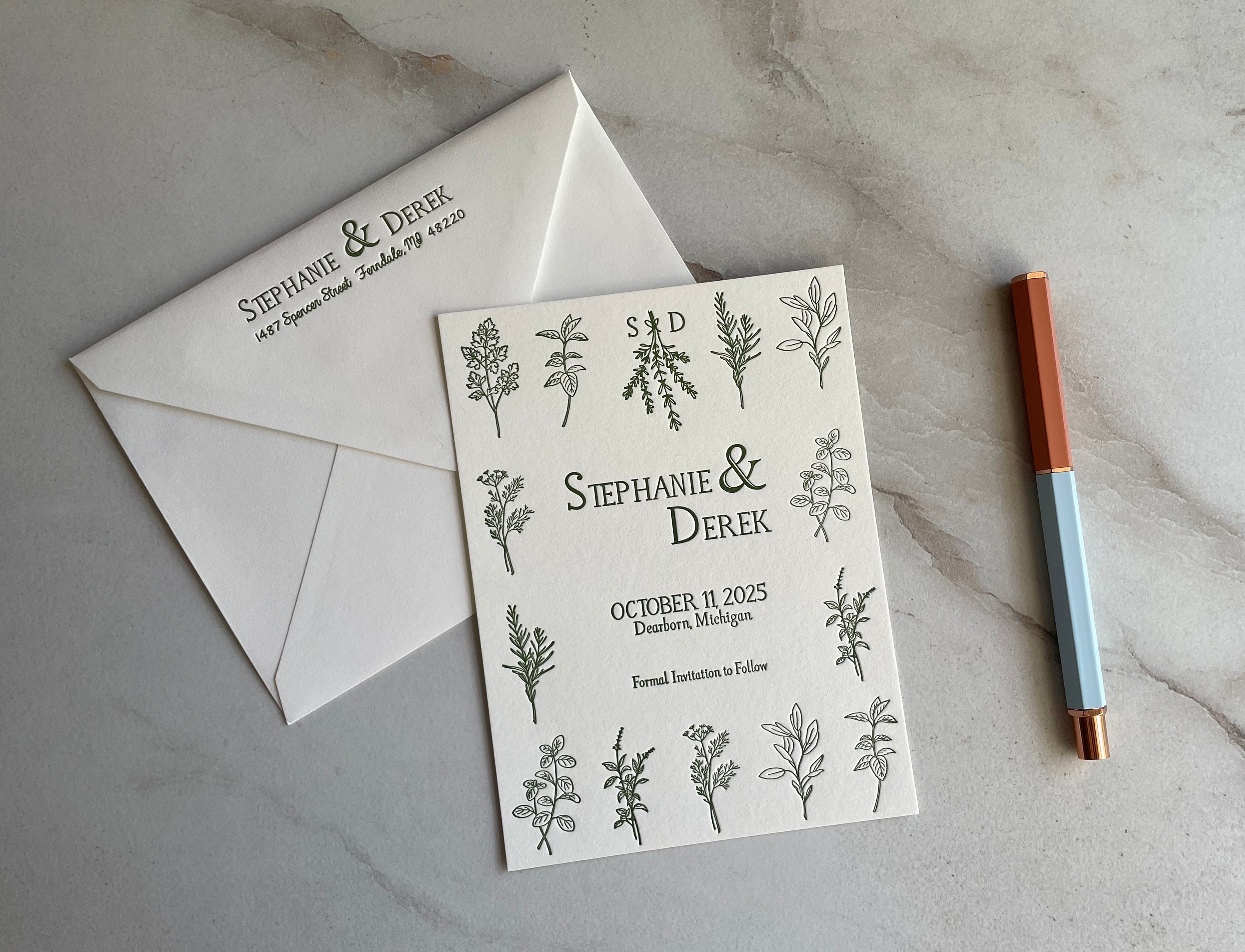 Rosemary Save The Date - Hearty Greetings