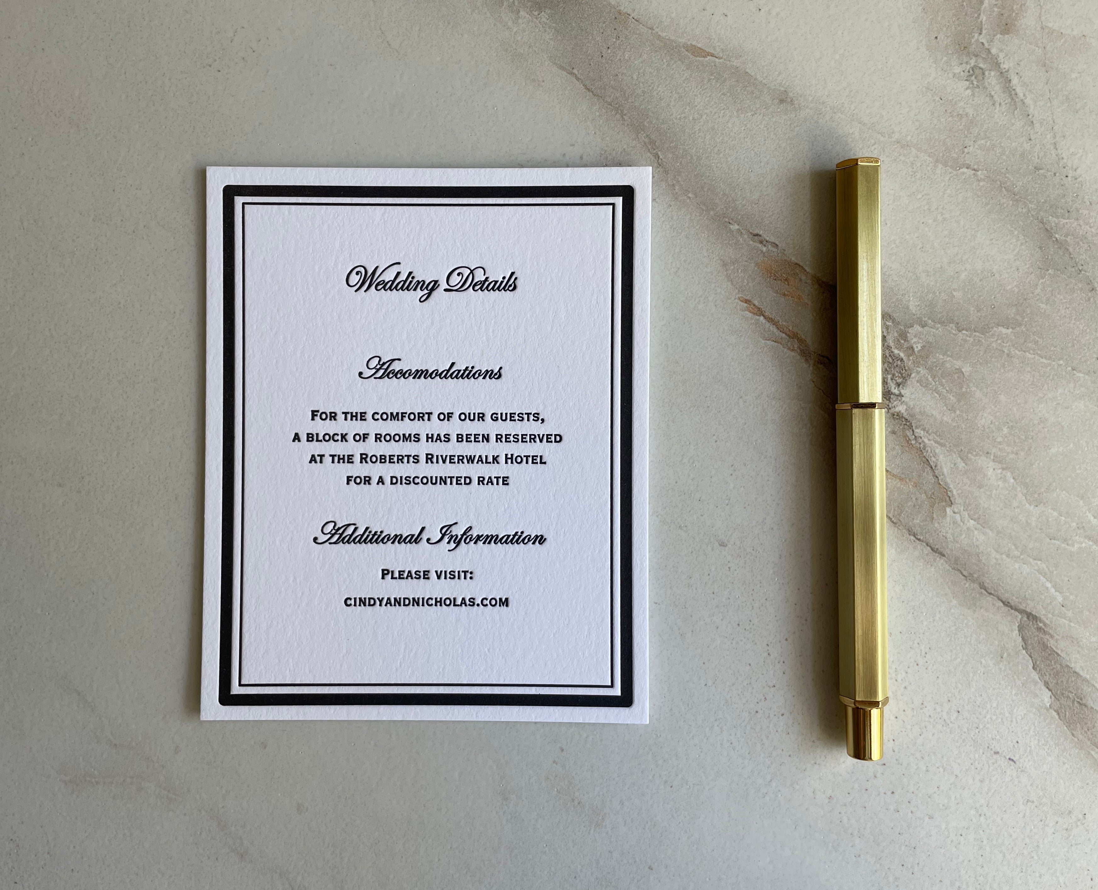 Classic Wedding Insert Card
