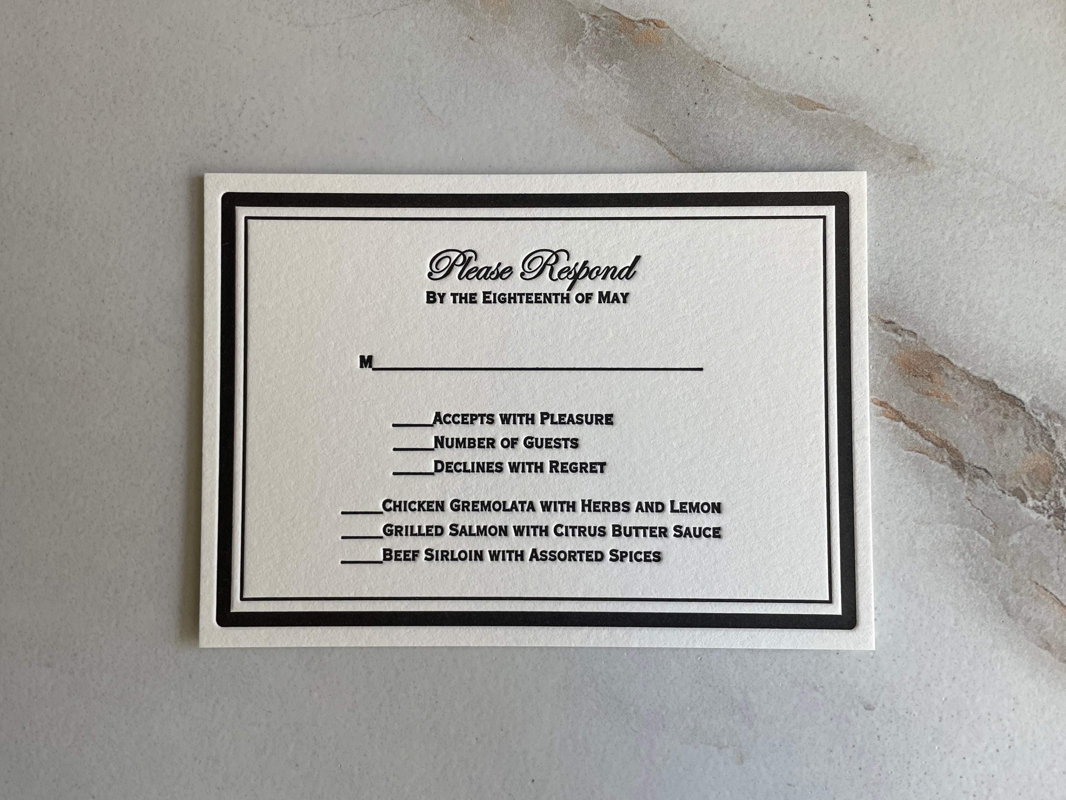Elegant Wedding Reply Insert