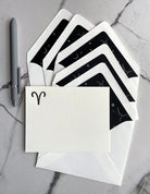 Set of 5, Letterpress Printed Zodiac Card Stationery Set, Aires the Ram - Hearty Greetings