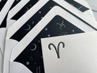 Set of 5, Letterpress Printed Zodiac Card Stationery Set, Aires the Ram - Hearty Greetings