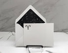 Set of 5, Letterpress Printed Zodiac Card Stationery Set, Aires the Ram - Hearty Greetings