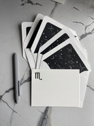 Set of 5 Letterpress Printed Zodiac Card Stationery Set, Scorpio the Scorpion - Hearty Greetings