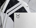 Taurus Zodiac Sign Stationery Set, Letterpress Zodiac Cards, Zodiac Notecards With Envelope, Celestial Notecard Bundle, Star Sign Cards - Hearty Greetings
