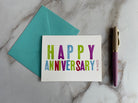 Letterpress HAPPY ANNIVERSARY Card with Envelope. - Hearty Greetings