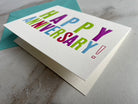 Letterpress HAPPY ANNIVERSARY Card with Envelope. - Hearty Greetings