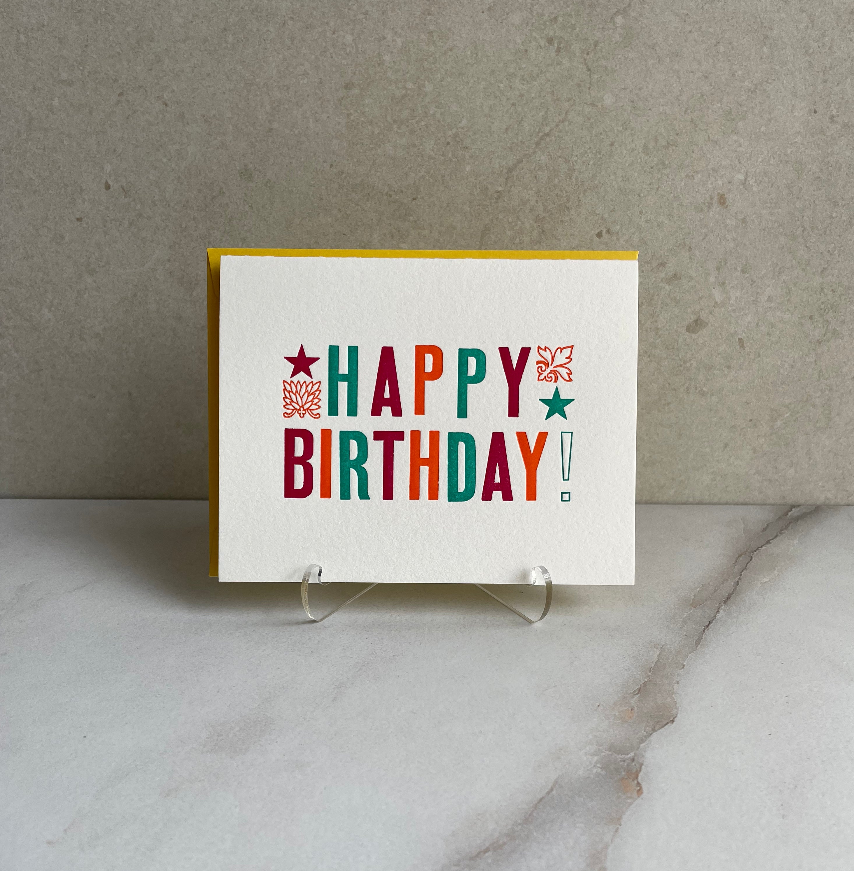 Letterpress HAPPY BIRTHDAY Card with Envelope. - Hearty Greetings