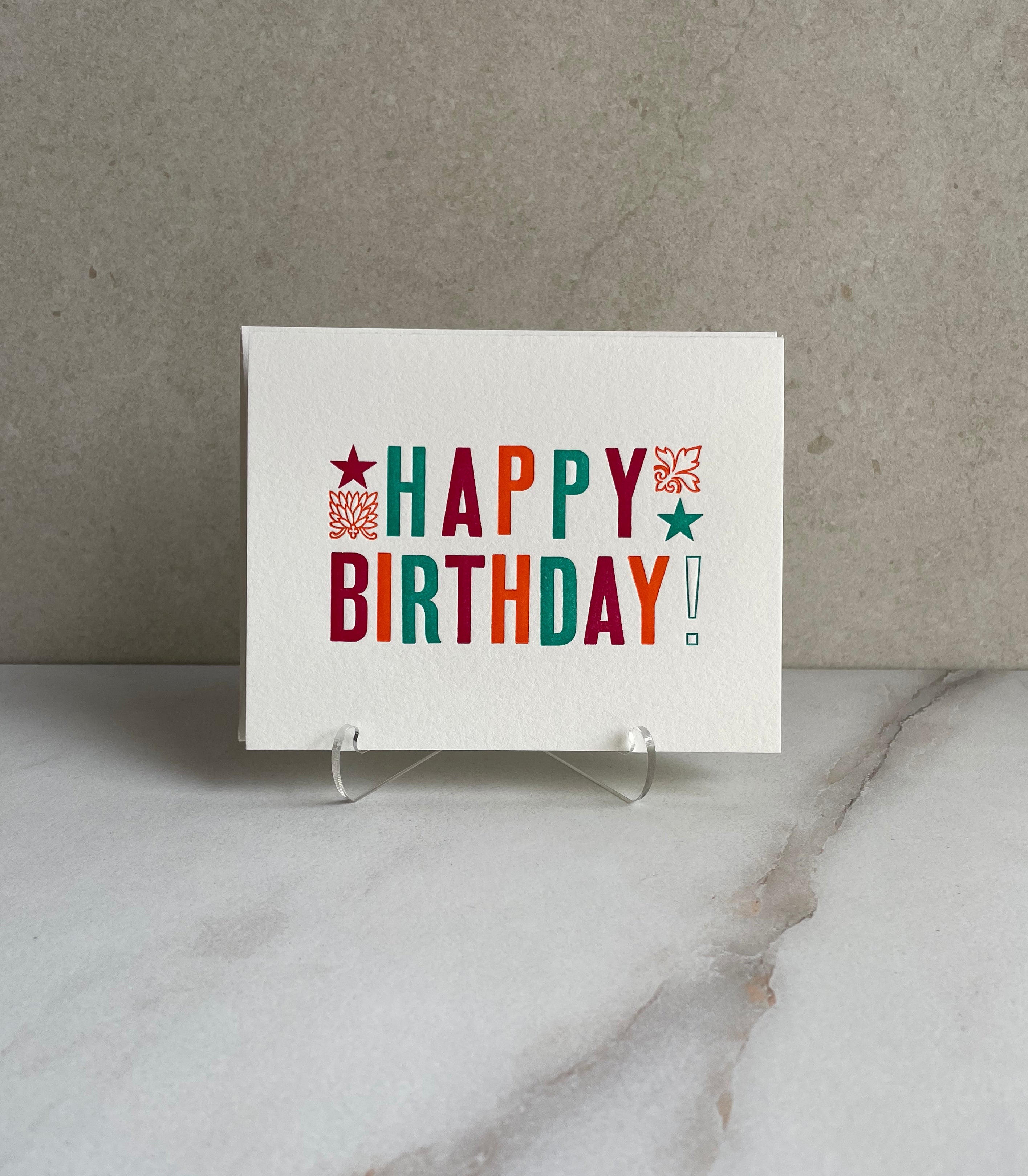 Set of 10, Letterpress HAPPY BIRTHDAY, Folded Cards with Envelopes. Boxed card set. - Hearty Greetings