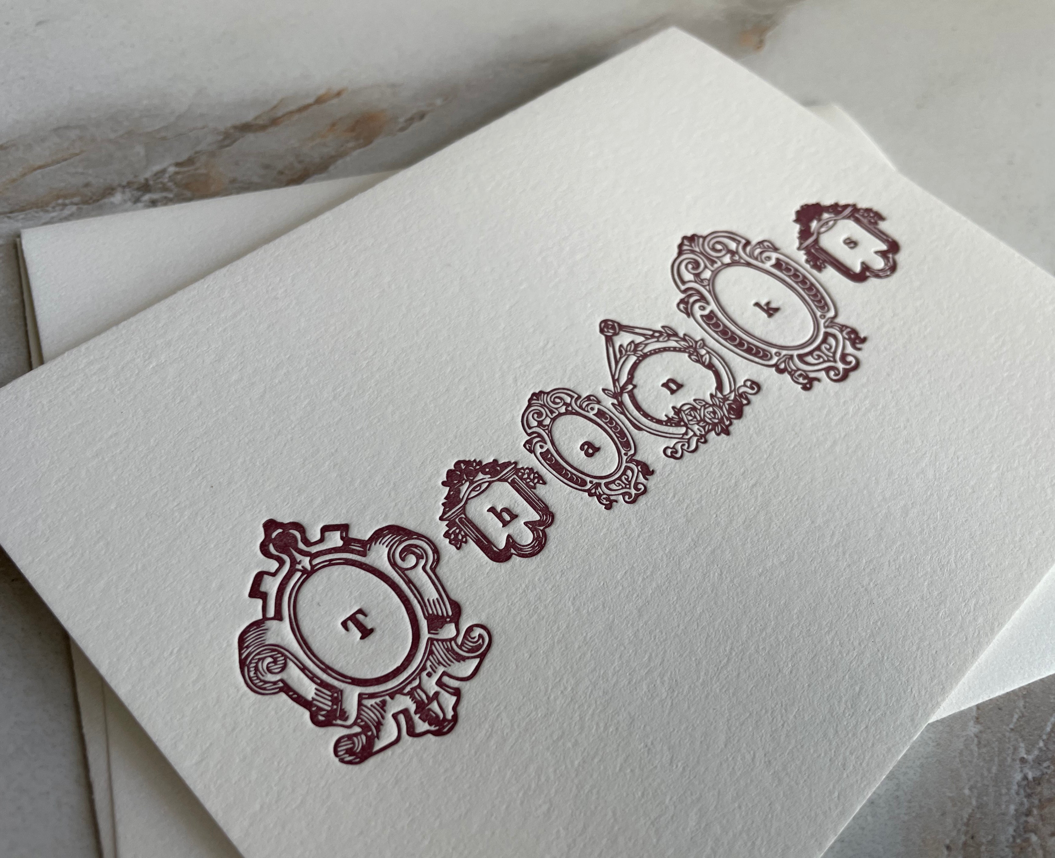 Set of 10, Letterpress, THANKS Folded Cards with Envelopes.  Boxed card set. - Hearty Greetings