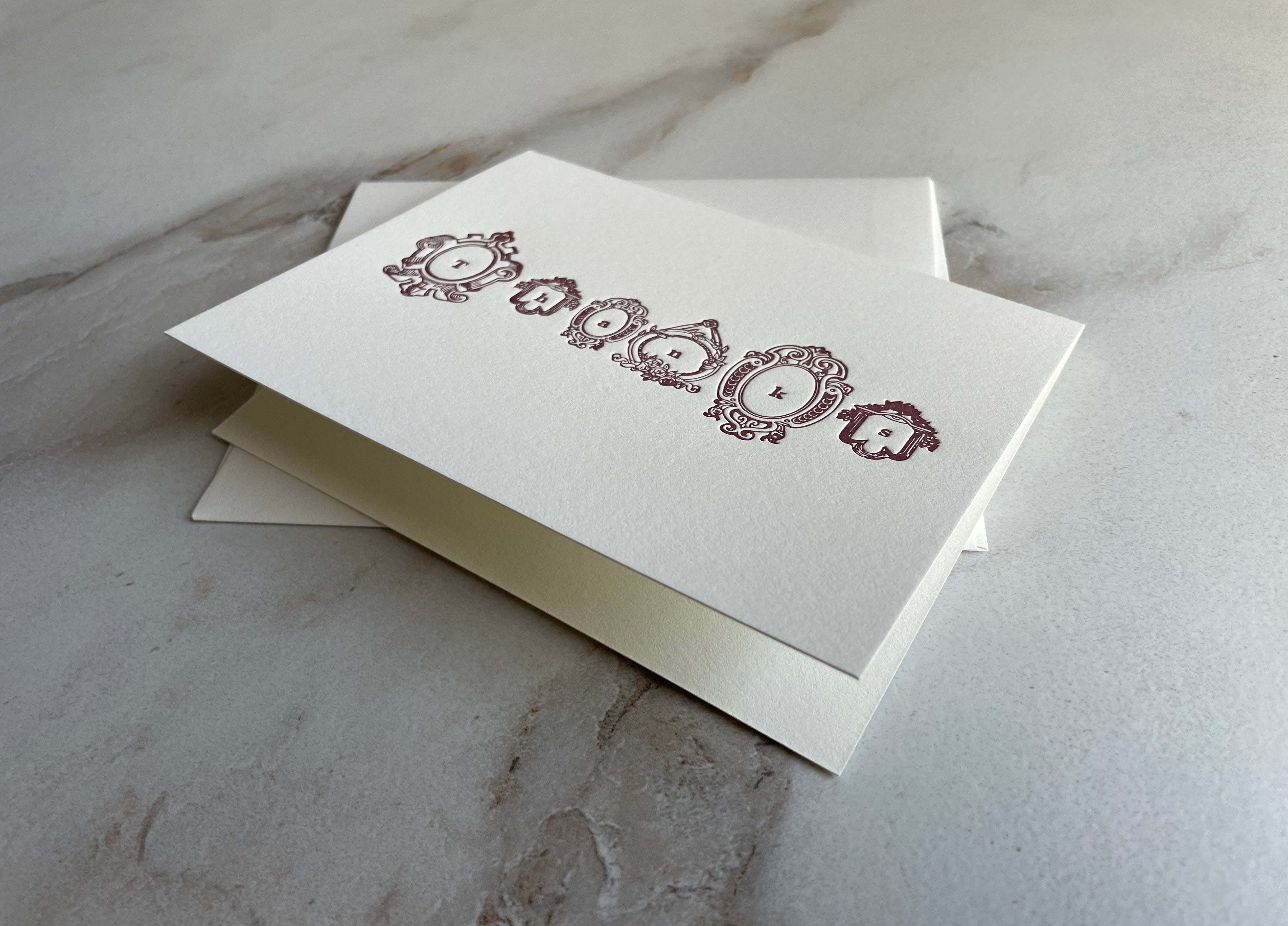 Set of 10, Letterpress, THANKS Folded Cards with Envelopes.  Boxed card set. - Hearty Greetings