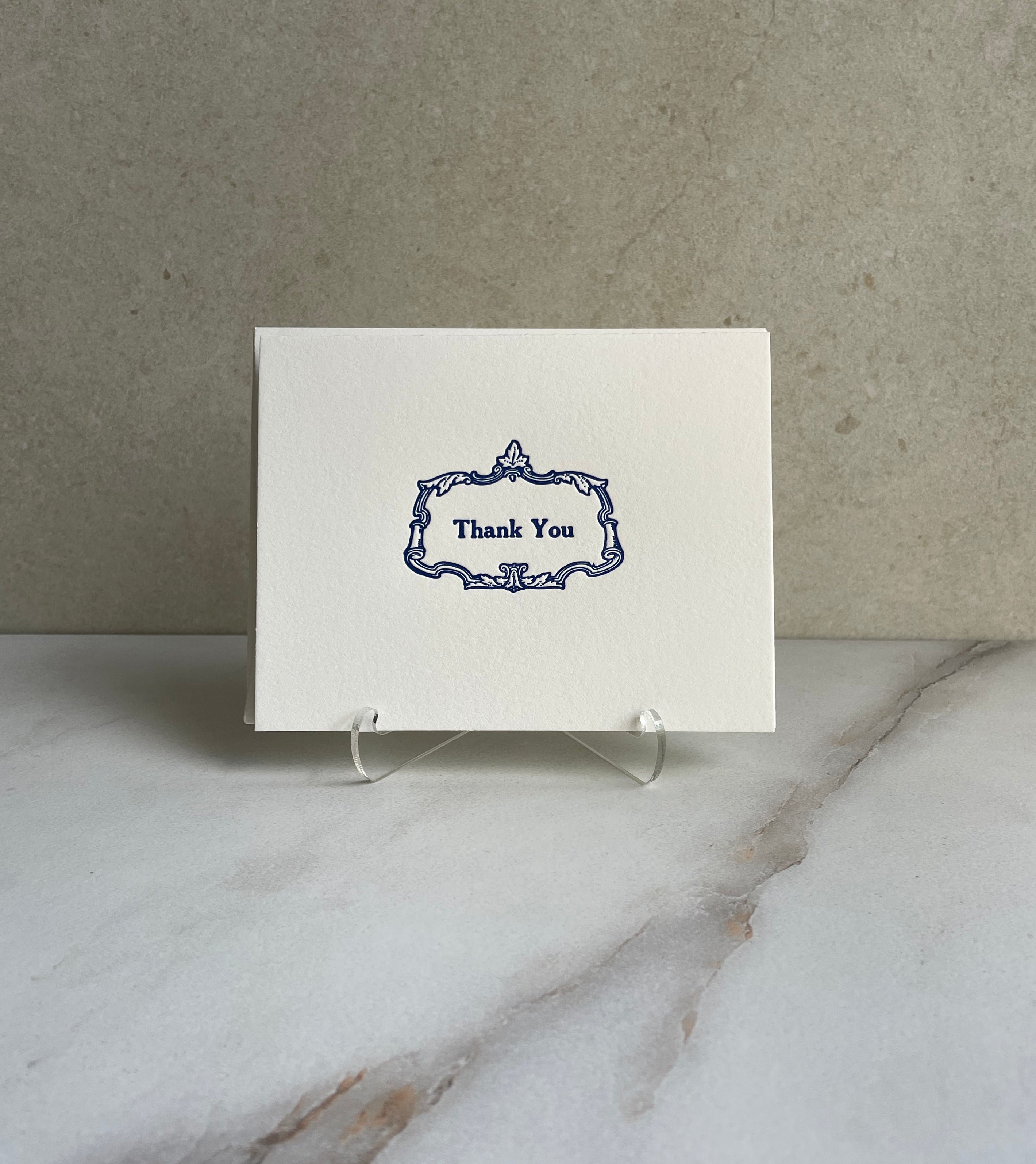 Letterpress Printed Thank You Card, Folded Notecard with Envelope. - Hearty Greetings