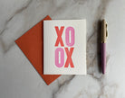 XOXO Letterpress Greeting Card, Folded Notecard with Envelope. - Hearty Greetings