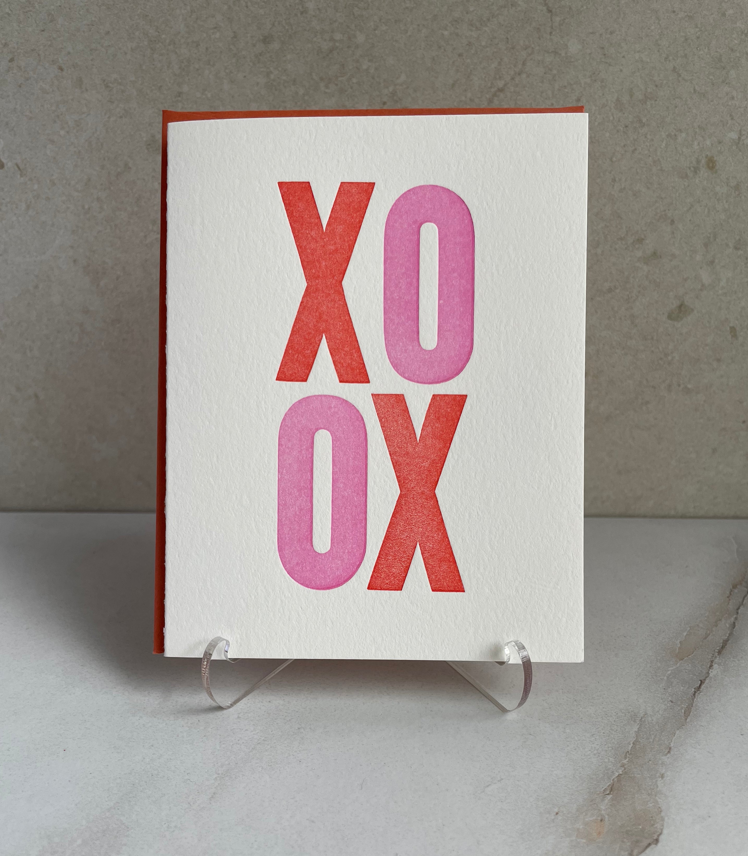 XOXO Letterpress Greeting Card, Folded Notecard with Envelope. - Hearty Greetings
