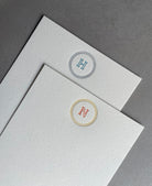 Simple Circle: 2 Color, Custom Initial Letterpress Stationery. Personalized Notecards with Envelopes. - Hearty Greetings