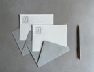 Lovely Leaf: 2-Color, Custom Initial Letterpress Stationery. Personalized Notecards with Envelopes. - Hearty Greetings