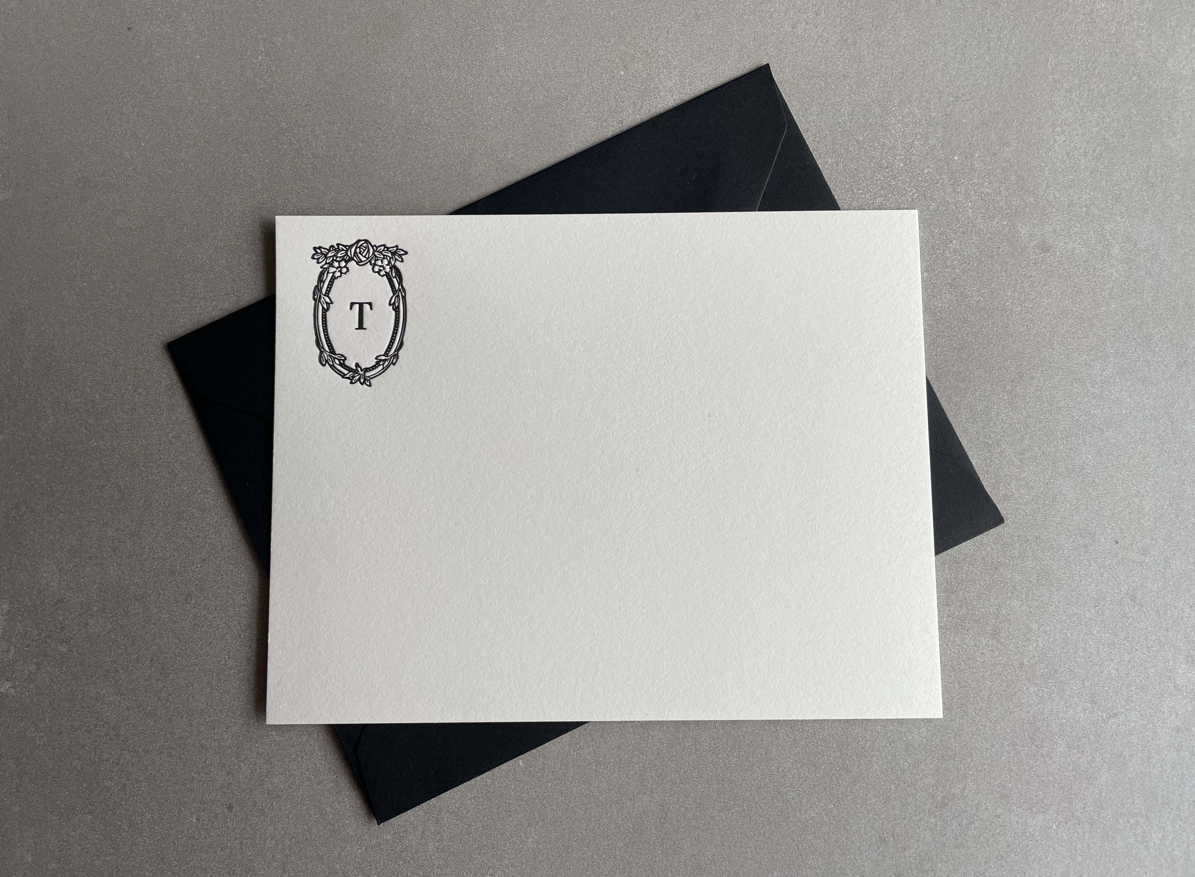 Feeling Rosey: Custom Initial Letterpress Stationery. Personalized Notecards with Envelopes. - Hearty Greetings