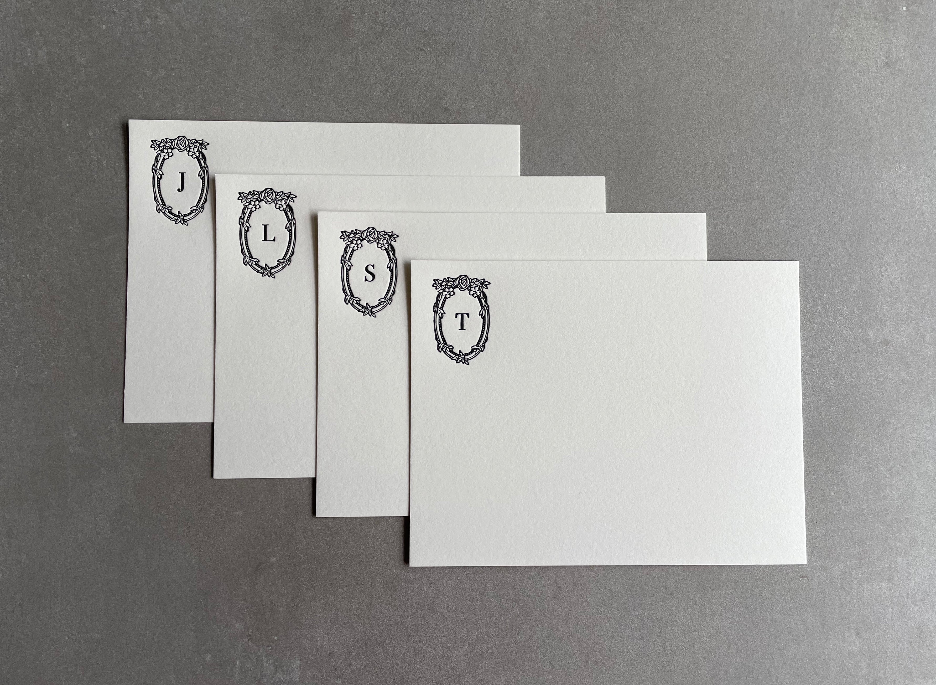 Feeling Rosey: Custom Initial Letterpress Stationery. Personalized Notecards with Envelopes. - Hearty Greetings