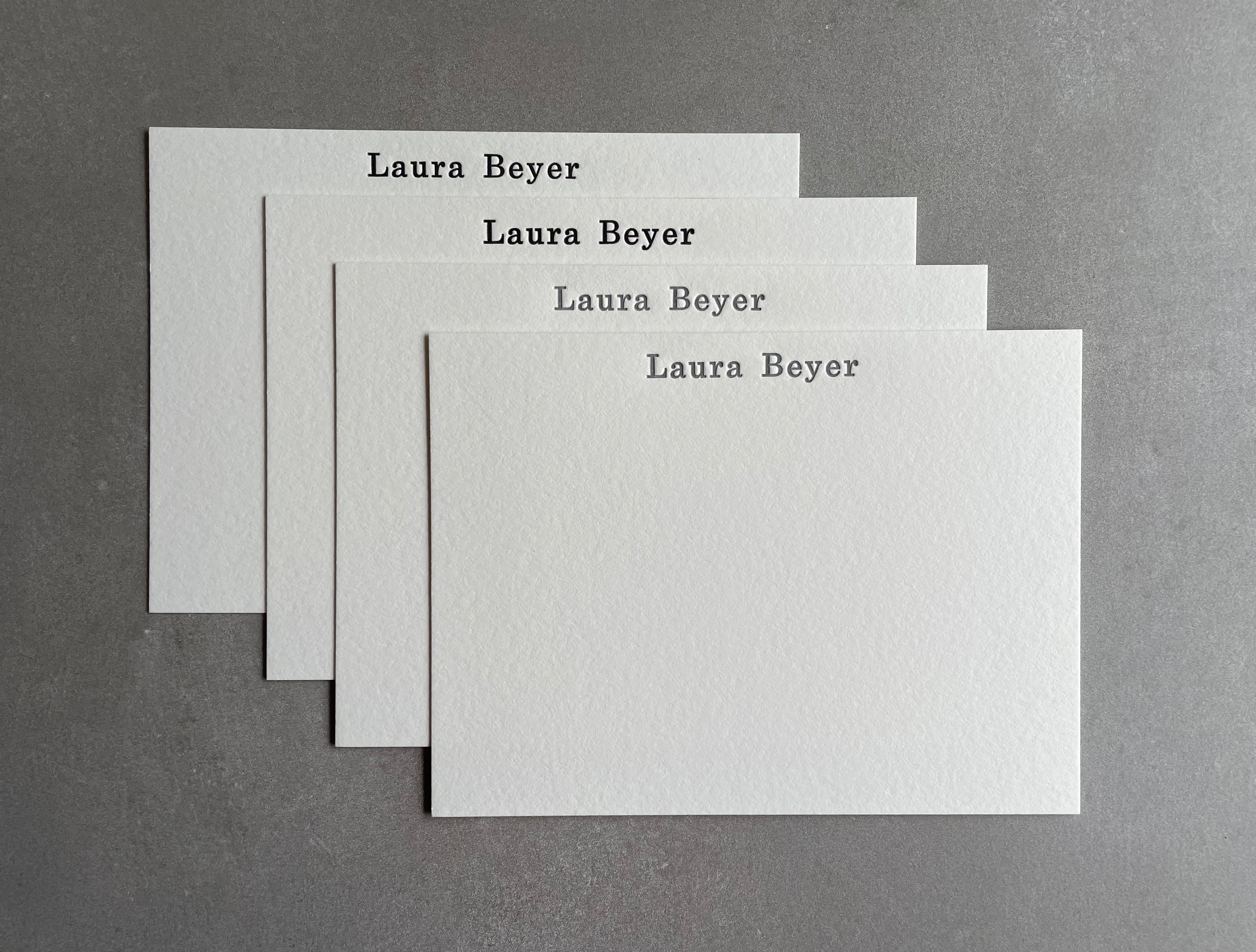 Century Schoolbook: Custom Name Letterpress Stationery. Personalized Notecards with Envelopes. - Hearty Greetings