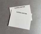 Cheltenham Outline: Custom Name Letterpress Stationery. Personalized Notecards with Envelopes. - Hearty Greetings