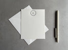 Simple Circle: Custom Initial Letterpress Stationery. Personalized Notecards with Envelopes - Hearty Greetings