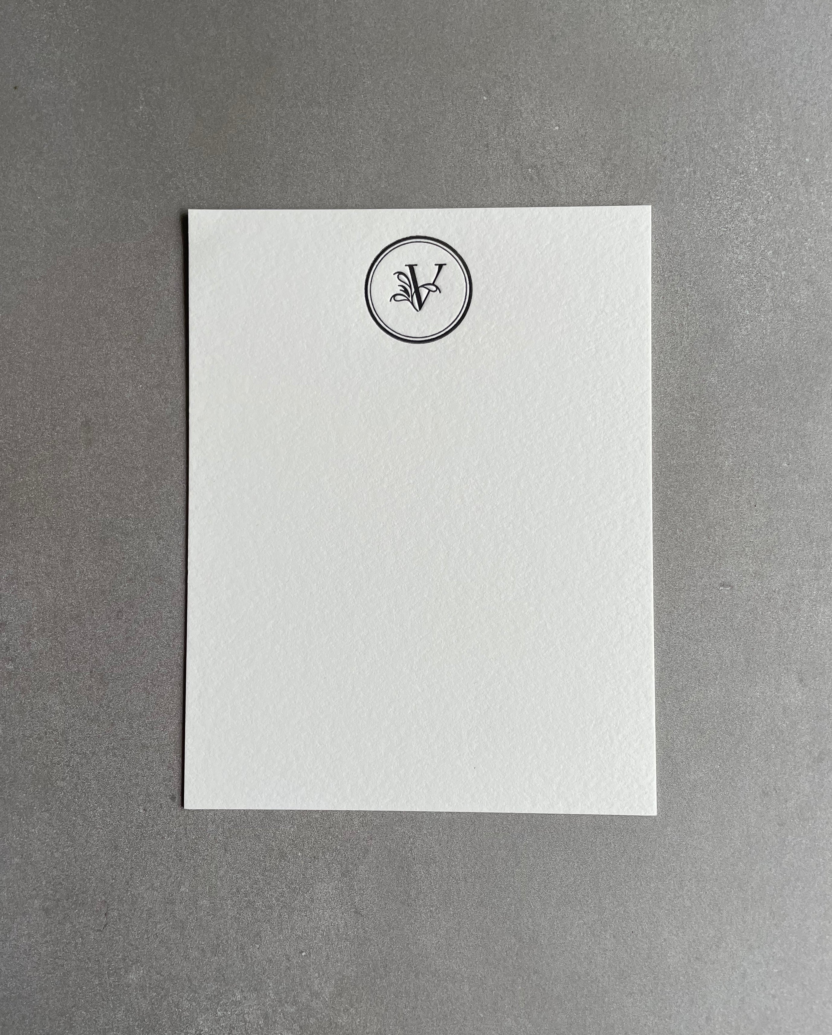 Fancy Stamp: Custom Initial Letterpress Stationery. Personalized Notecards with Envelopes. - Hearty Greetings