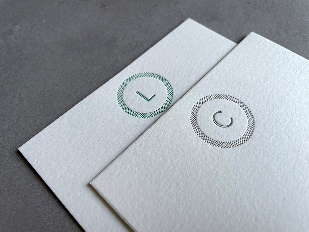 Simple Circle: Custom Initial Letterpress Stationery. Personalized Notecards with Envelopes. - Hearty Greetings