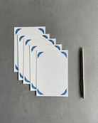 Set of 5, Handprinted Deco Border Letterpress Notecard Set with Envelopes. - Hearty Greetings