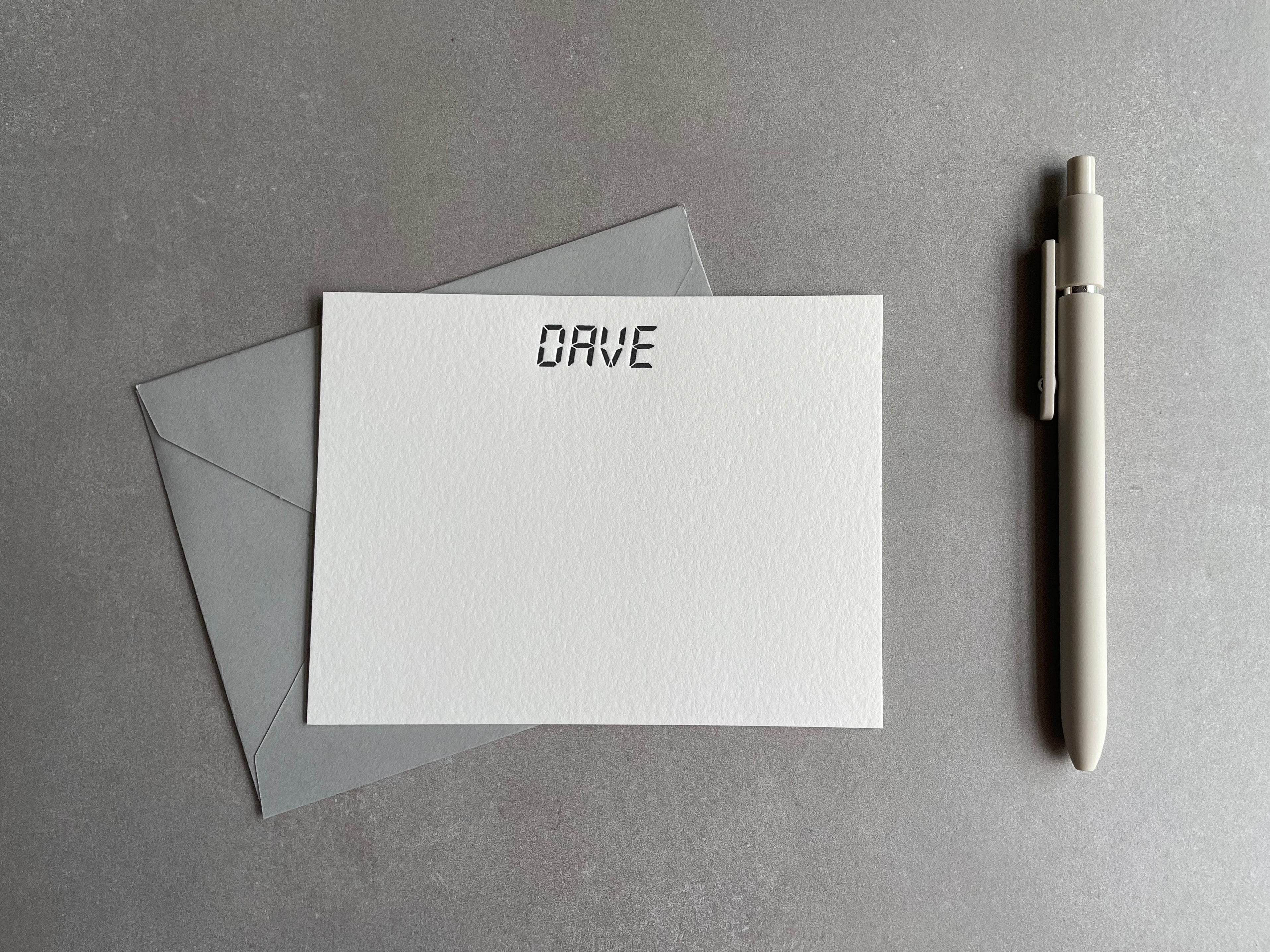 Digital: Custom Name Letterpress Stationery. Personalized Notecards with Envelopes. - Hearty Greetings